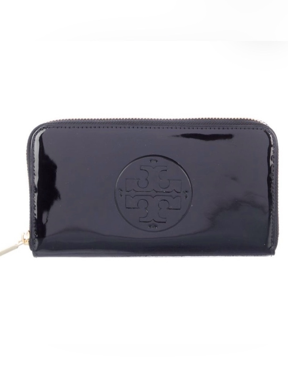 Tory Burch Black Patent Leather Zip-Around Wallet - Picture 1 of 6